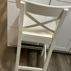 White Wooden Counter Chair – Sturdy Cross-Back Design
