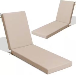 2-Pieces 71 x 21 x 2.75 in. Outdoor Chaise Lounge Cushions in Beige Patio Lounge Chair Cushions