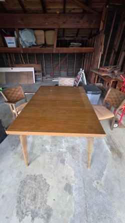 Mid-Century Wood Dining Table with 2 Chairs