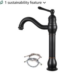 gotonovo Vessel Sink Faucet 360° Swivel Spout Single Handle Tall Bathroom Faucet 1 Hole Farmhouse Lavatory Washbasin Mixer Tap Matching Supply Hoses, 