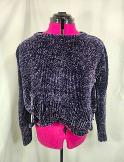 MM by My Michelle Purple Solid Knit Crew Neck Long Sleeve Pullover Sweater S
