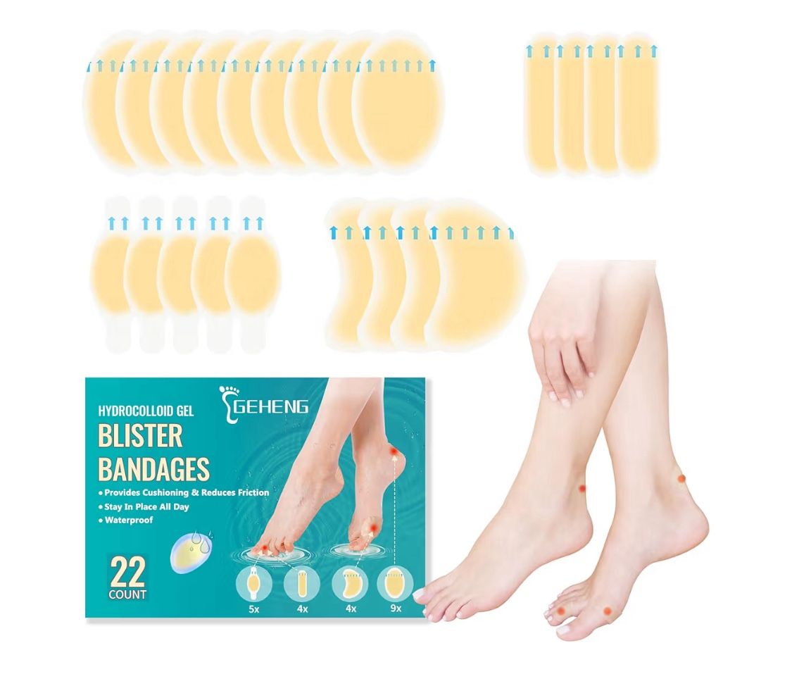 Hydrocolloid Gel Blister Bandages for Feet, Waterproof Adhesive Heel Protectors, Toe, Ball of Foot, Bunion Pain Relief, Long-Lasting Blister Cushions