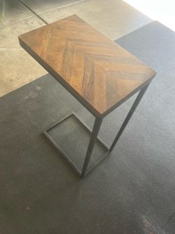 Side Table with Chevron Wood Top