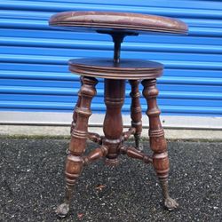 Antique Piano Stool with Glass Feet