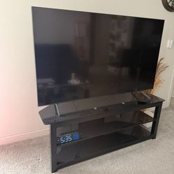 Black glass TV stand