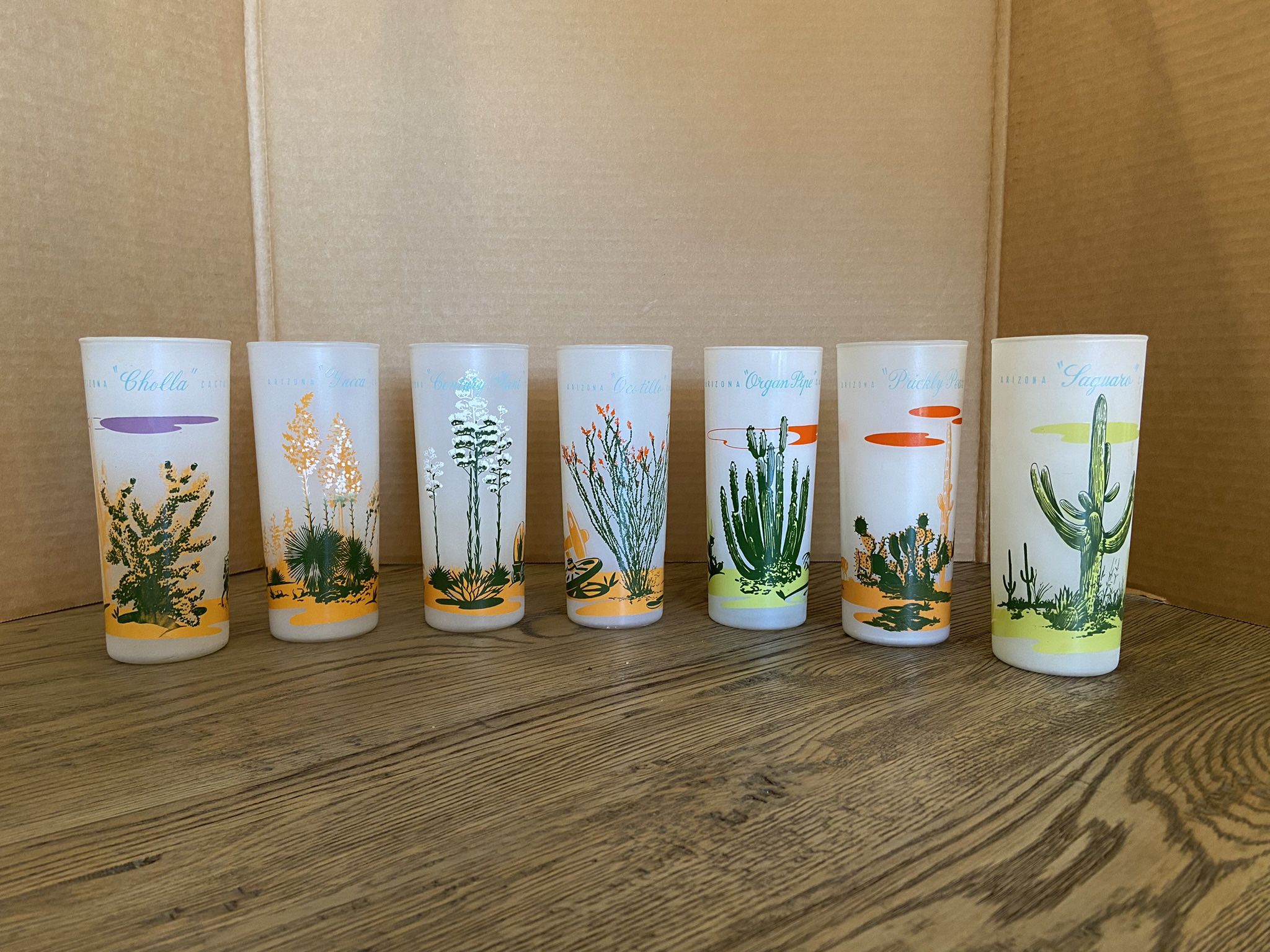Blakely Frosted AZ Highball Glasses, ca 1960's 