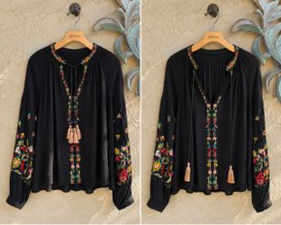 Anthropologie Embroidered Peasant Blouse