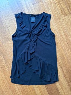 Grace Elements Black Ruffle Front Sleeveless Top