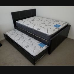 Full Over Twin Trundle Bed With Bamboo Mattresses Only 