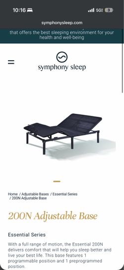 Symphony Sleep Adjustable Bed Frame with Remote
