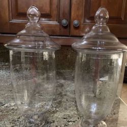 2 large apothecary jars 23” tall originally $60 each NOW both for $45 JUST LOWERED PRICE 