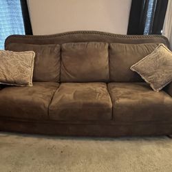 Brown Couch Set + Pillows 