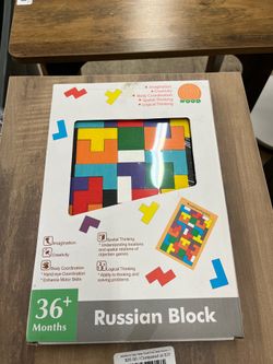 Large Wooden Blocks Puzzle Toy Geometric Tangram Brain Teaser