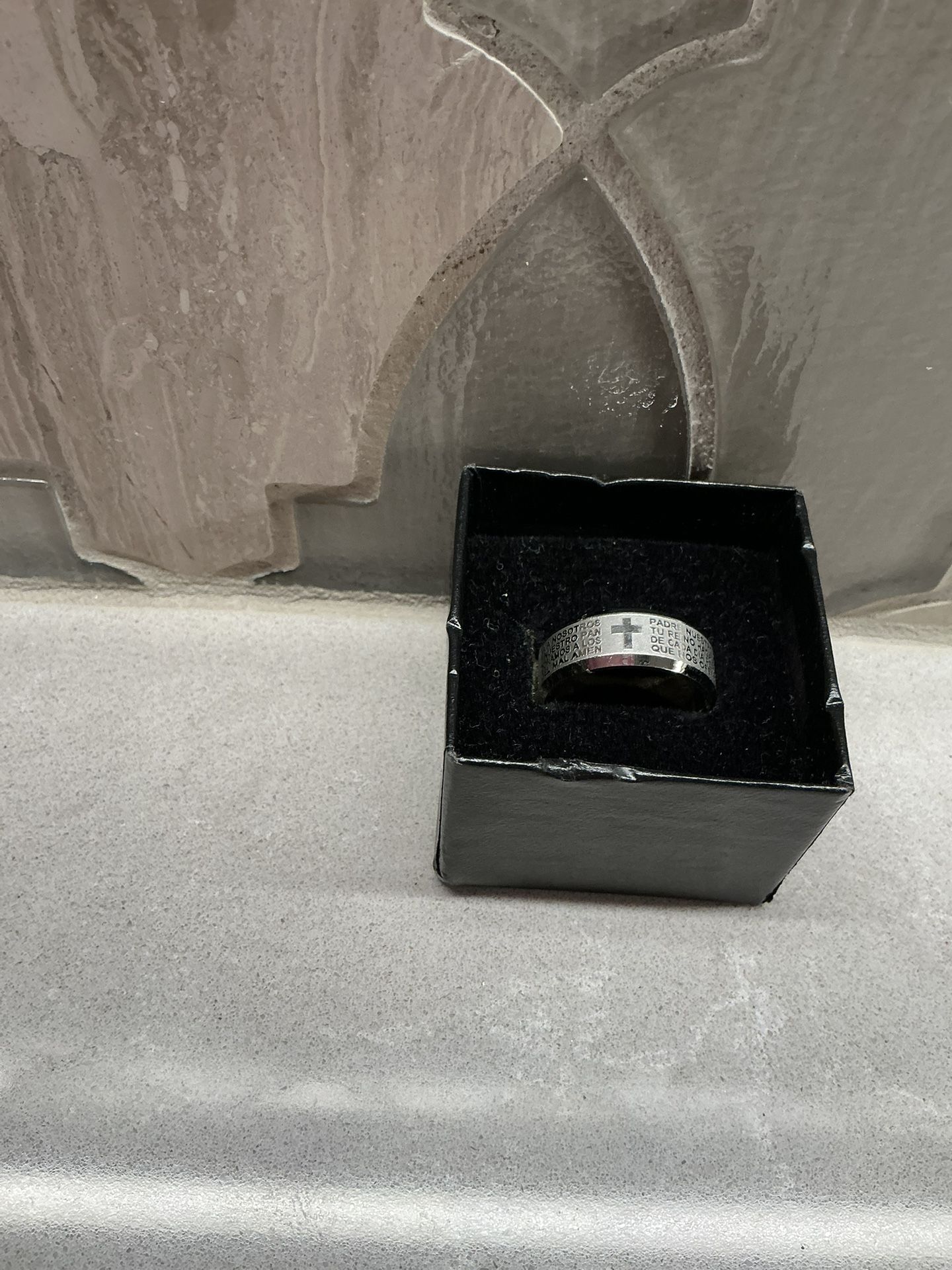 Silver Tone Cross Ring