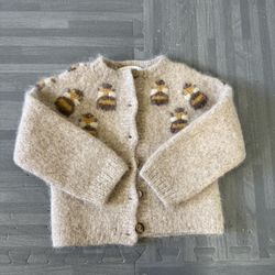 OliviMilly baby beige bee embroidered long sleeves Cardigan
