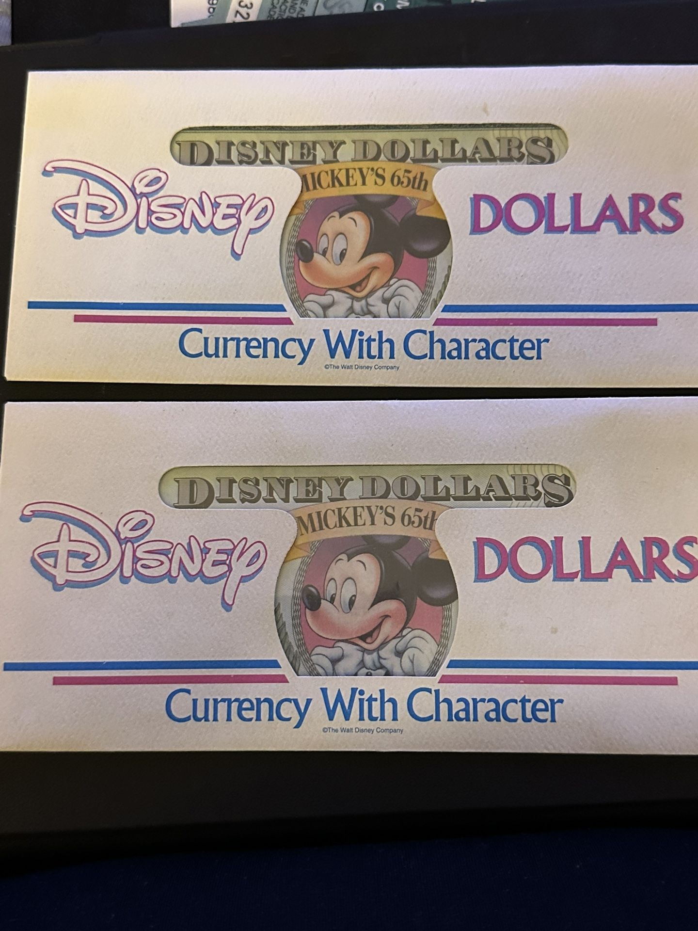 Disney Dollars (2)Both With Envelope 1993 Rate Both For $75