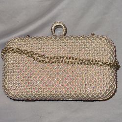 Chic Gold And Pink Crystal Clutch