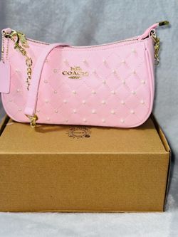 Coach Pink Quilted Pearl Shoulder Bag