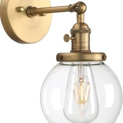 Industrial Wall Sconce with 5.9 Inches Globe Lampshade (Antique)
