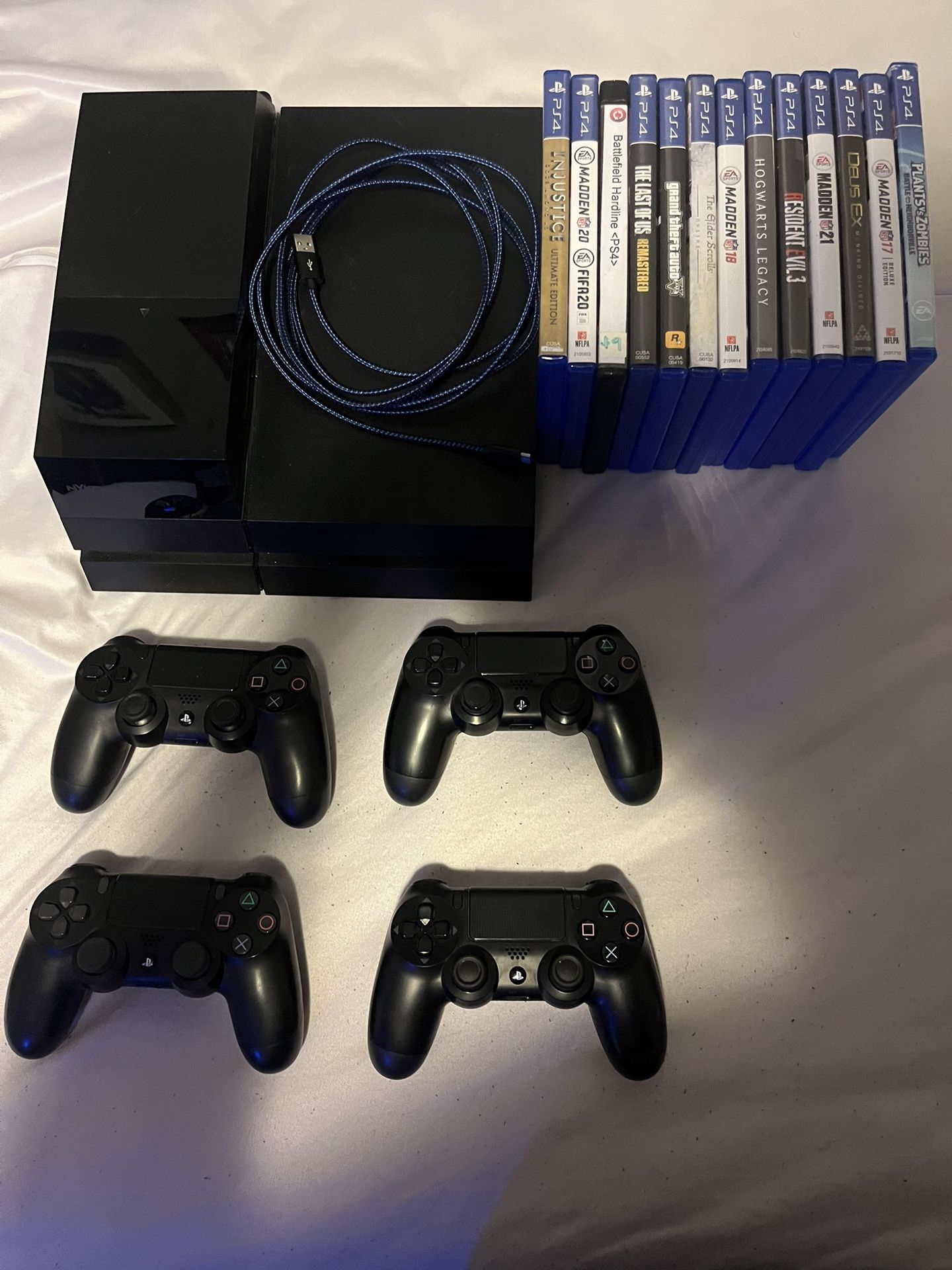 PS4 Pro 2TB Bundle with 4 Controllers and 13 Games - Great Condition
