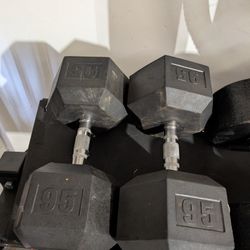 95lb Dumbbells Set Rubber Coated