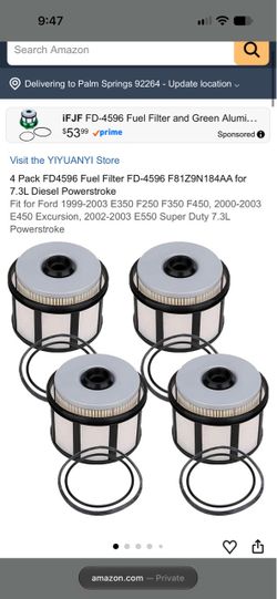 FD-4596 (or F81Z-9N184-AA) diesel fuel filter cartridge designed for 7.3L Powerstroke engines.