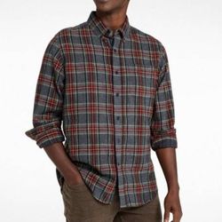 L.L. Bean Traditional Fit Scotch Plaid Heavy Flannel LS Shirt Men's XXL (Short*)