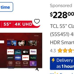Brand New 55" TCL ROKU TV