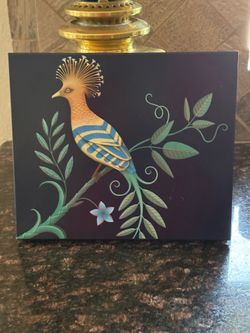 Vintage Blue & Gold Peacock Tin