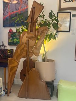 MCM Large Abstract Wood Sculpture Figure