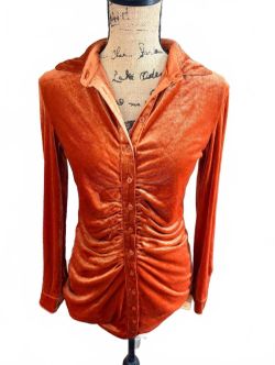 Vintage Hollywood Studio Orange Velvet Button-Up Shirt