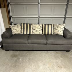 Grey Couch with Accent Pillows *Free Delivery*