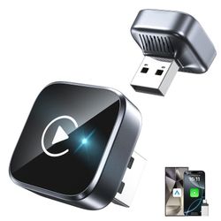 2-in-1 Wireless CarPlay Adapter 2026 Support Apple CarPlay & Android Auto, Mini Bluetooth USB A & USB C Dongle Convert Wired to Wireless Compatible wi