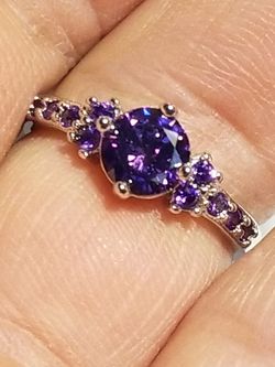 Gorgeous round cut amethyst wedding engagement promises ring size 8