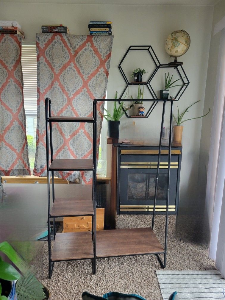 Garment Rack And Shelves, Dark Wood Piece