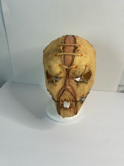 Adult burlap Halloween mask with stitches