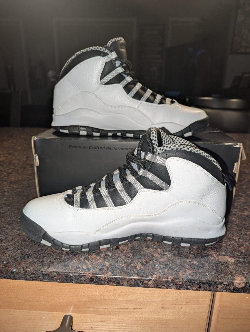 Nike Air Jordan 10 Retro 2013 Steel Sz 12 310805-103, White, Black, Gray, X, XI