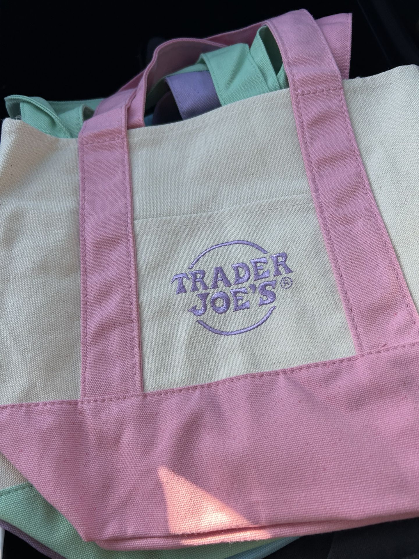 Trader Joes Pastel Mini Canvas Tote Bag