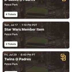 Pair Of Two Tickets San Diego Padres Star Wars Night Tonight Saturday Third Row Aisle Seats! 7/16/22