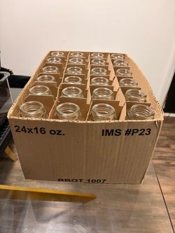 Case Of 24    16 oz Glass bottles/Lids