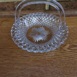 Vintage Westmoreland English Hobnail Clear Glass Basket with Handle