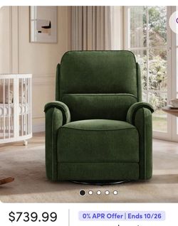 ❤️🔥 270° Swivel Glider Velvet Power Recliner With Ambient Light And USB Charging $340