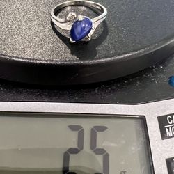 💙 Beautiful 14KT White Gold Linde Star Sapphire & Diamond Ladies Ring