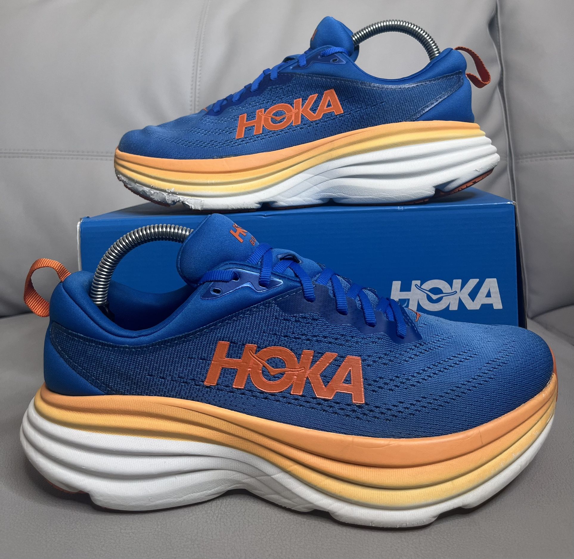 Hoka Bondi 8 Coastal Sky Orange Athletic Running Shoes Sneakers Men’s Size 8 2E