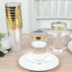 40 Pack Plastic Party B Cups  17oz Clear with Gold Rim - Disposable Drinking Tumblers 5.5" bc  V