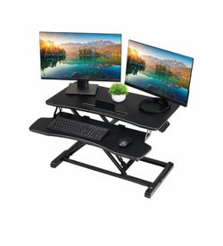 TechOrbits Standing Desk Converter-32-inch Height Adjustable, MDF Wood
