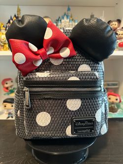 Disney Parks Loungefly Minnie Mouse Sequin Polka Mini Backpack