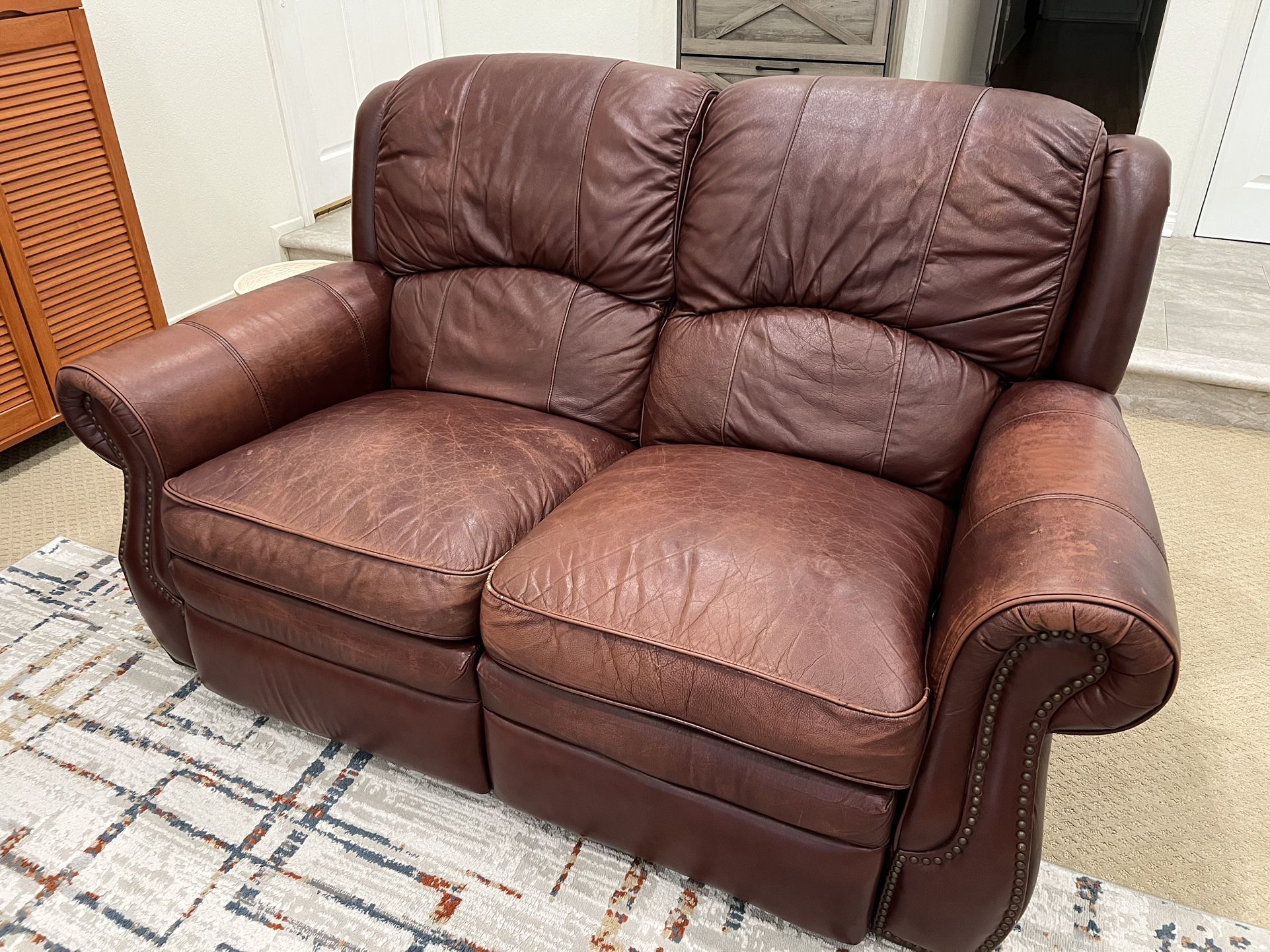 Reclinable Leather Love Sofa