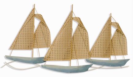 Metal Wall Art Triptych – Painted Sail Boats