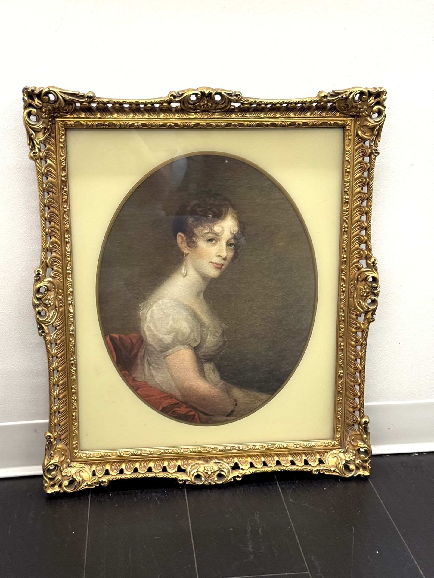 Vintage Thomas Sully “Miss Pearce” Print in Victorian Style Gilt Frame, 27”x23”